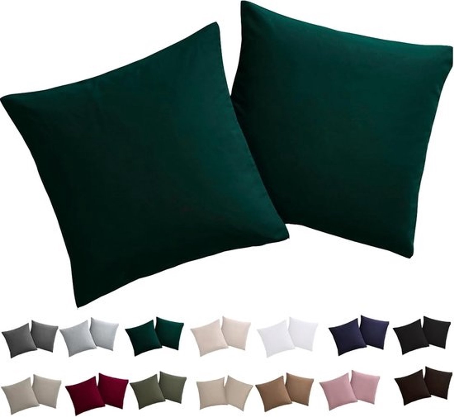 Set kussenhoezen - Decoratieve hoezen - Woonkamerdecoratie - Kreukvrije microvezel - 50 x 50 cm - Donkergroen