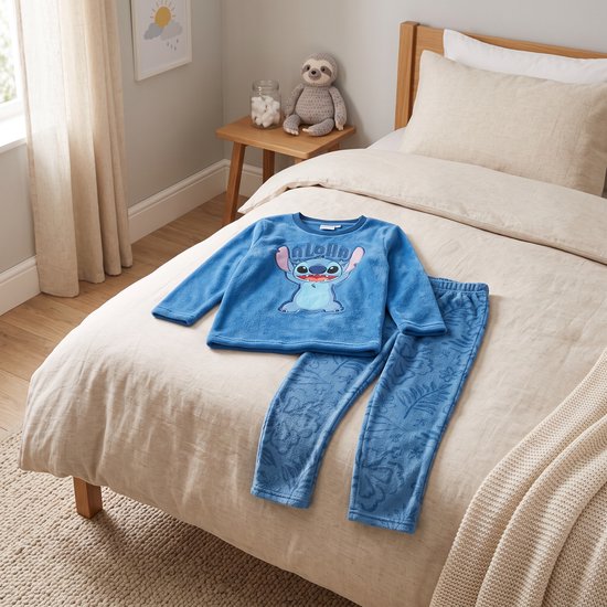 Lilo & Stitch Coral-Fleece Pyjama - Maat 110/116 - Blauw - Kind
