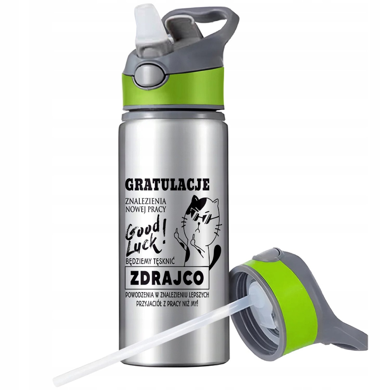 Merkloos Aluminium Sport Bidon met Rietje en Handvat - 650ml
