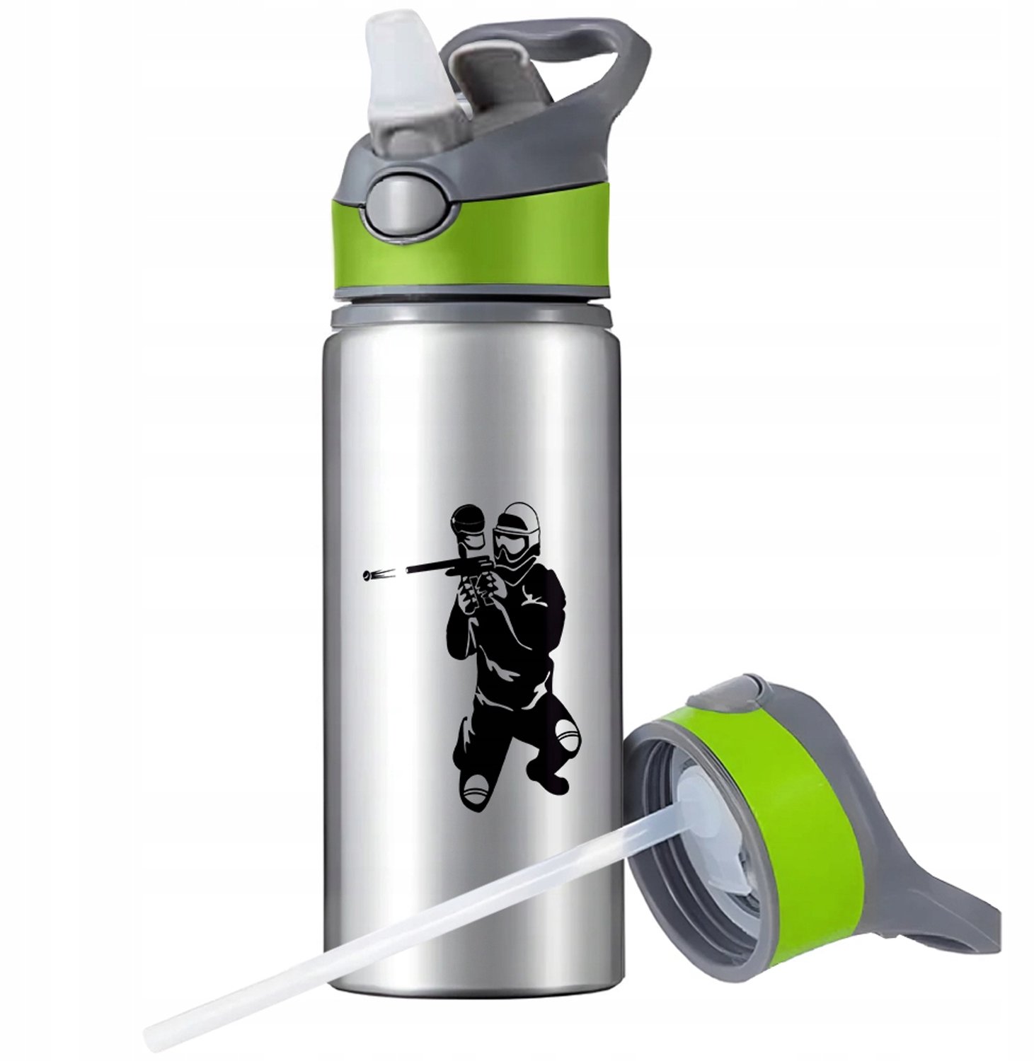 Aluminium Sport Bidon 650ml met Rietje & Handvat - Merkloos