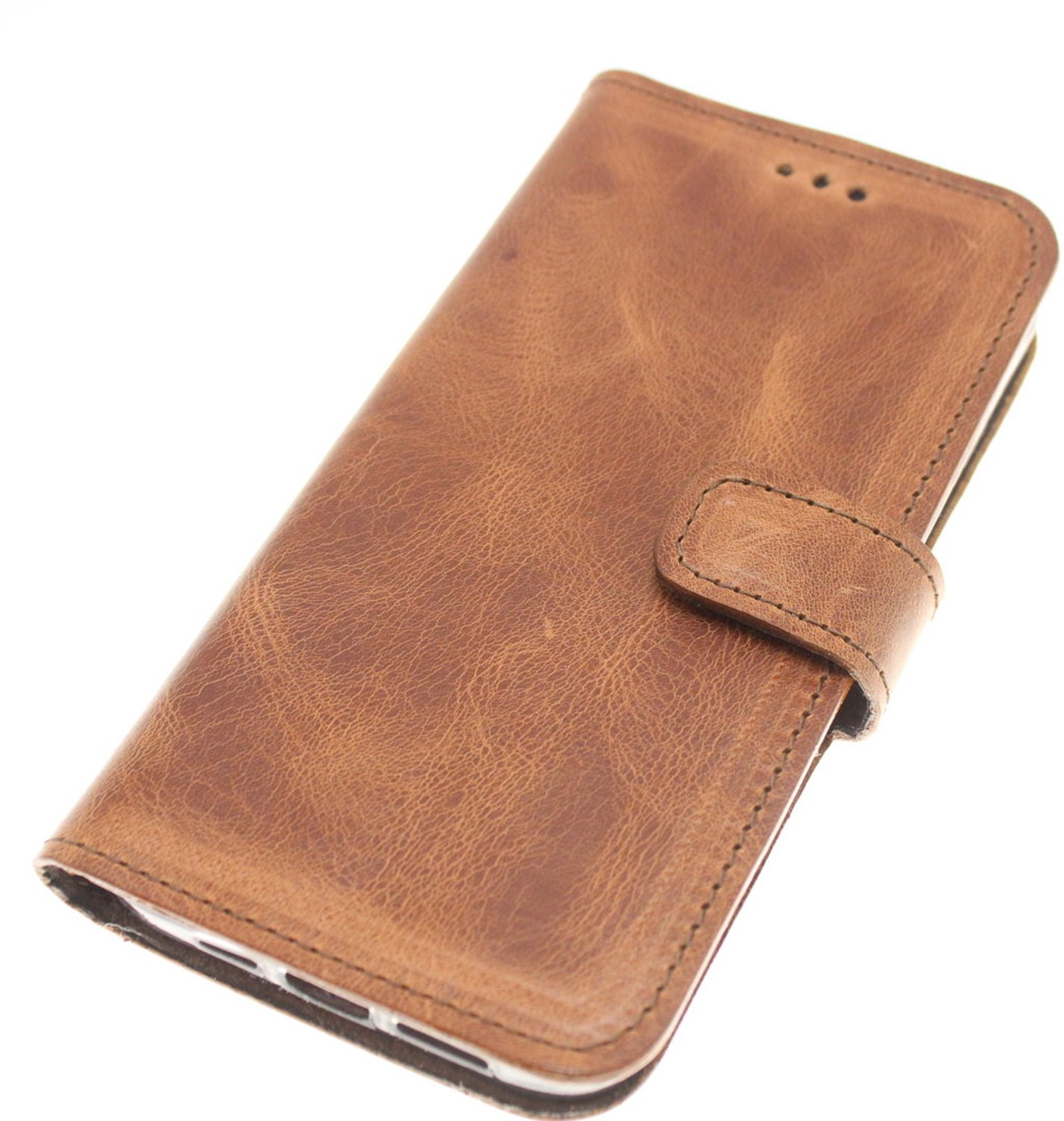 Samsung Galaxy S25 Edge cognacbruin vintage kalfsleer hoesje Nr-51
