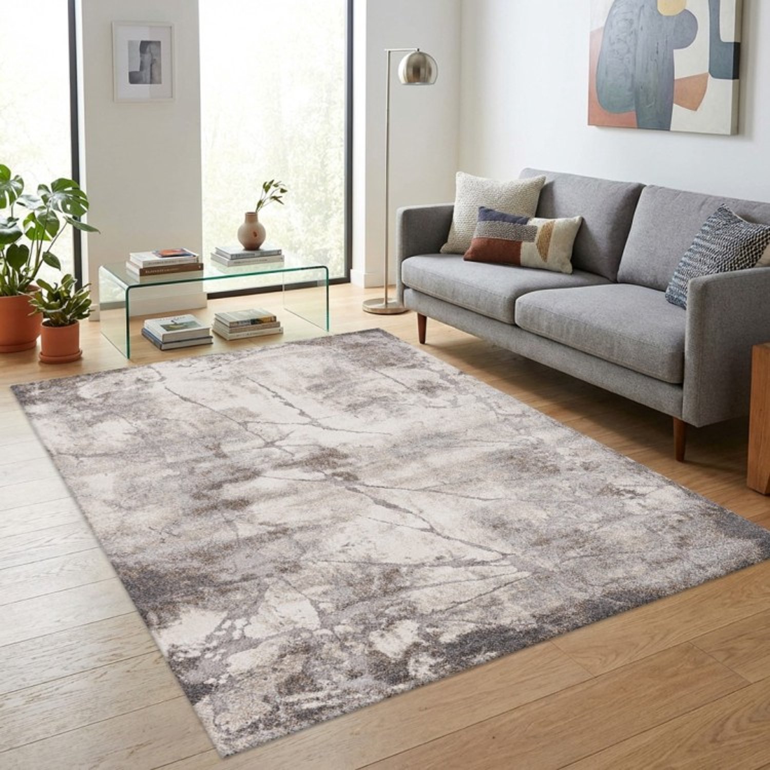 TapisTrend Designer tapijt Naturel 120x170 cm Modern, natuurlijk vloerkleed met abstract marmer- en steeneffect voor de woonkamer, slaapkamer en eetkamer