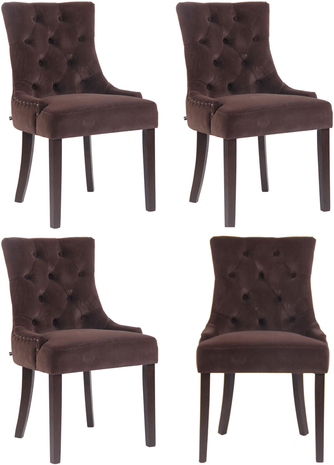 Luxe Comfort Verona 0091 eetkamerstoelen (set van 4) - fluweel - bruin