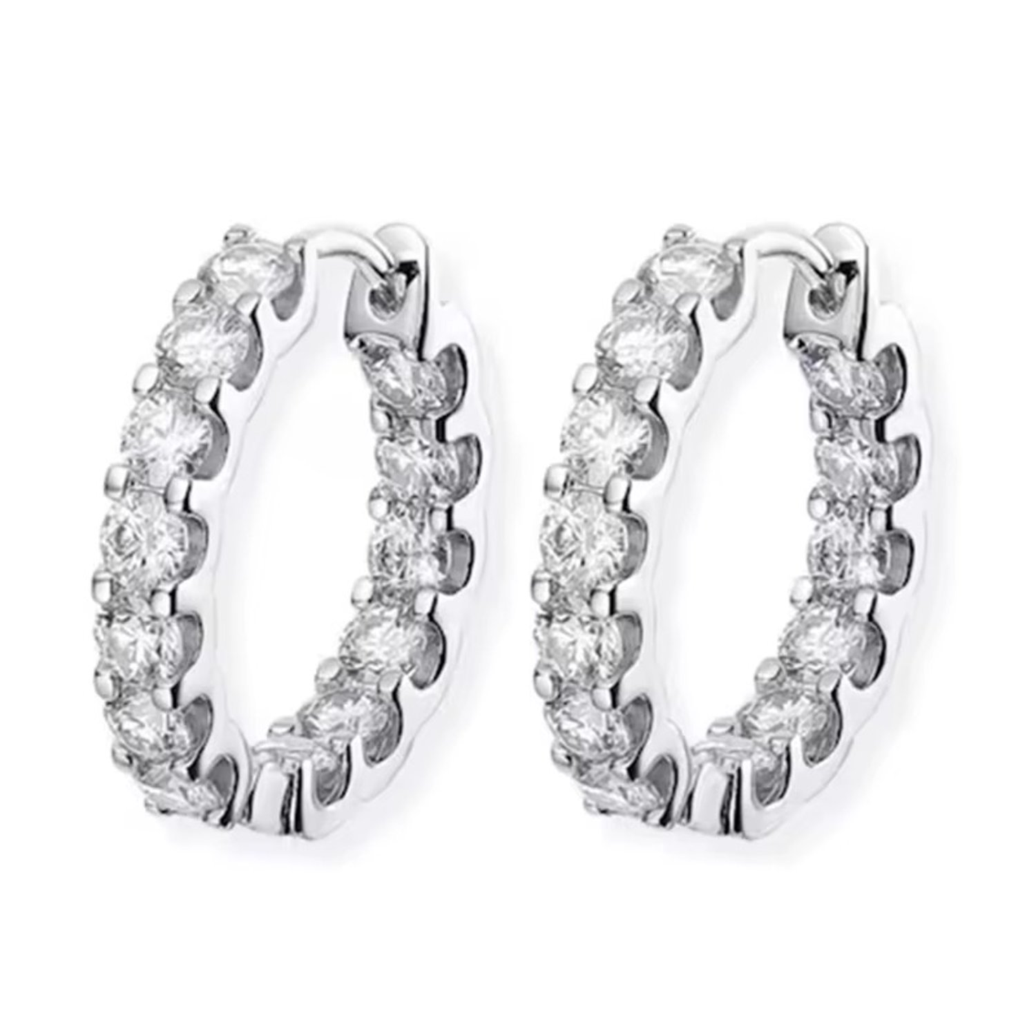 Selevie Witgouden Oorbellen volledig bezet met Moissanite - Whitegold Full eternity Moissanite Earrings - Hoops - oorringen