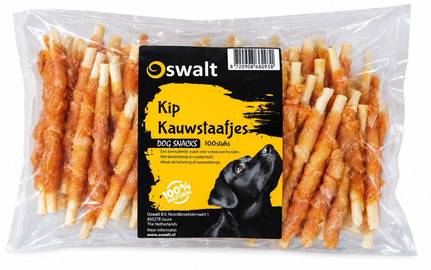 Bol.com Oswalt kauwstaafjes met kip - gedraaide sticks met kip - 950 gram - 12,5cm - hondensnack aanbieding