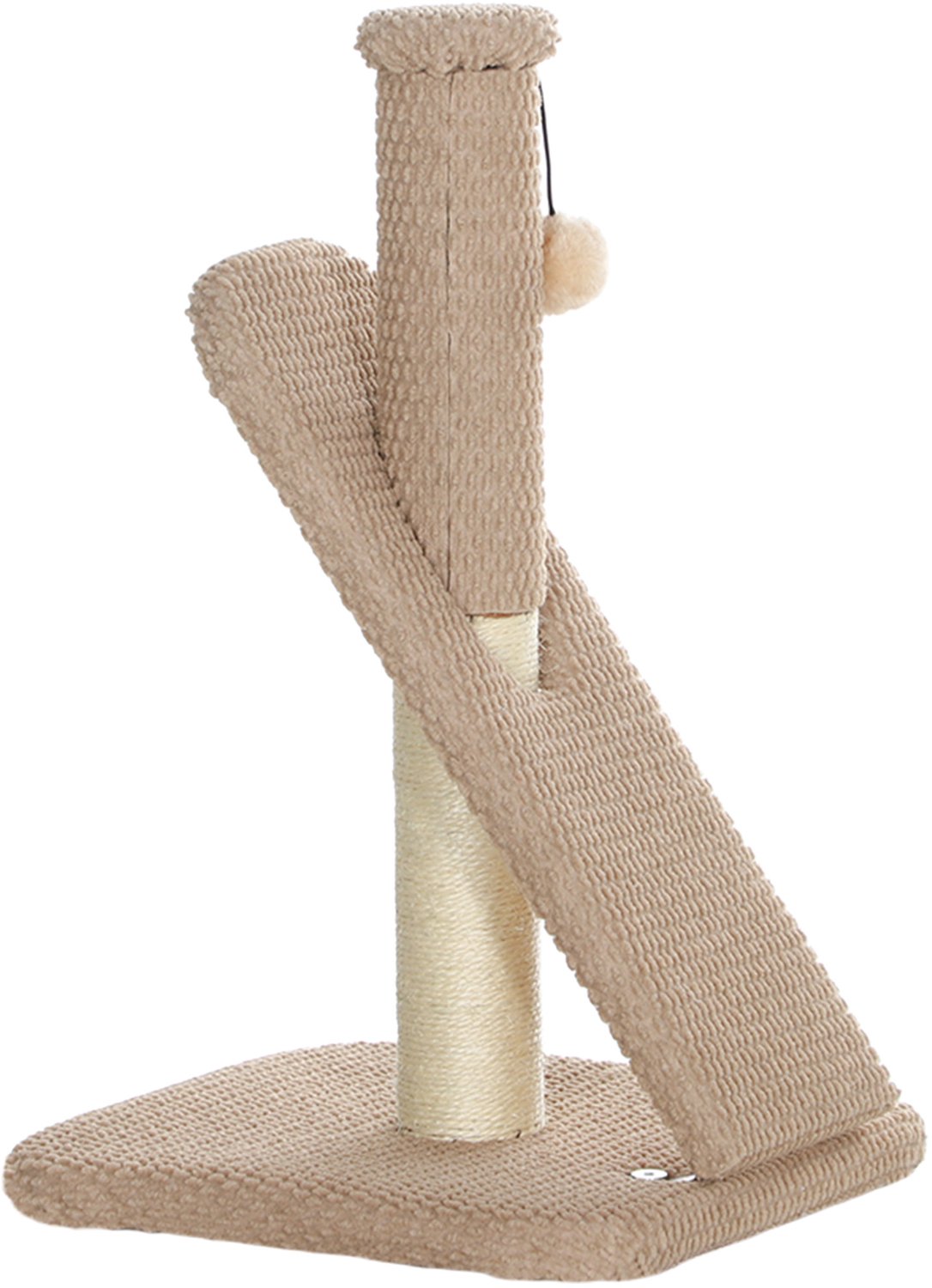 Pawona Krabpaal met krabplank en speelbal - 33 x 33 x 54 cm - Hellbraun/Cremeweiß