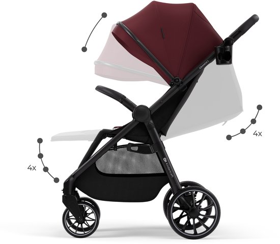 Kinderkraft GRANDE 2 Buggy - allround vering 5-puntsgordel veiligheidsbeugel compact inklapbaar - Bourgogne van Merkloos — afbeelding 4