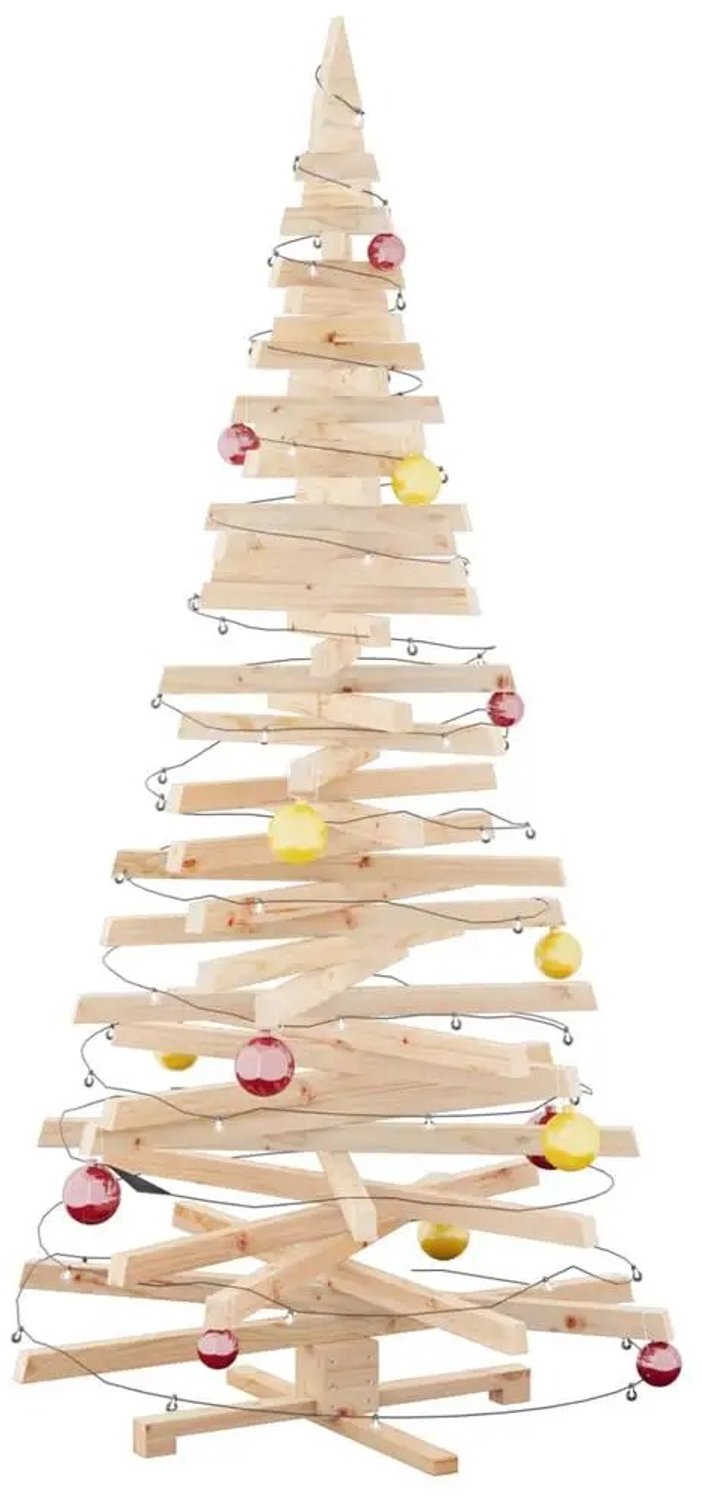 Lifero Kunstkerstboom - Kerstboom Kunst - Kerstbomen - Kerst - Houten Boom - Met Standaard - Basis Kerstverlichting en Kerstballen