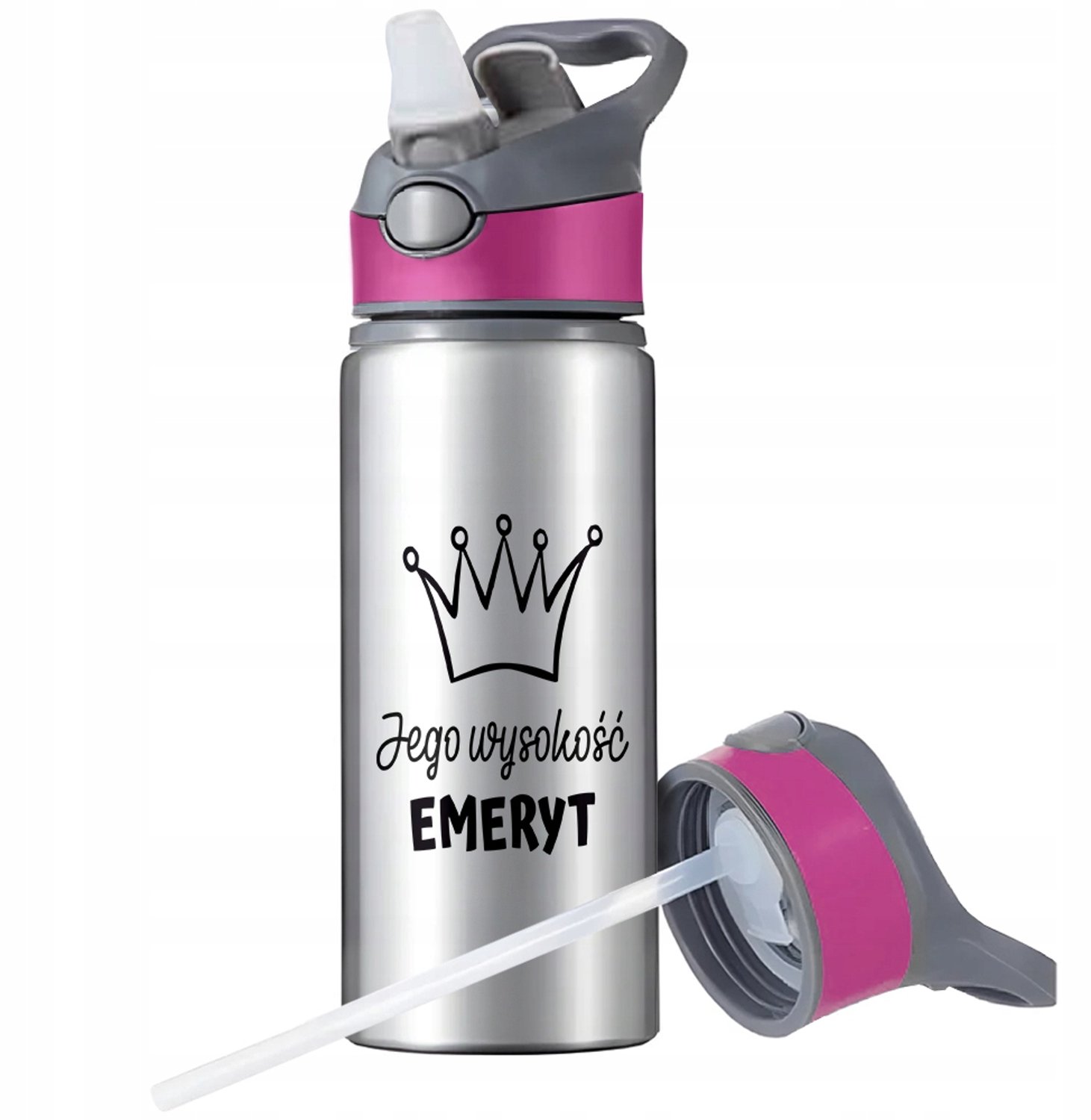 Aluminium Sport Bidon 650ml met Rietje en Handvat - Merkloos