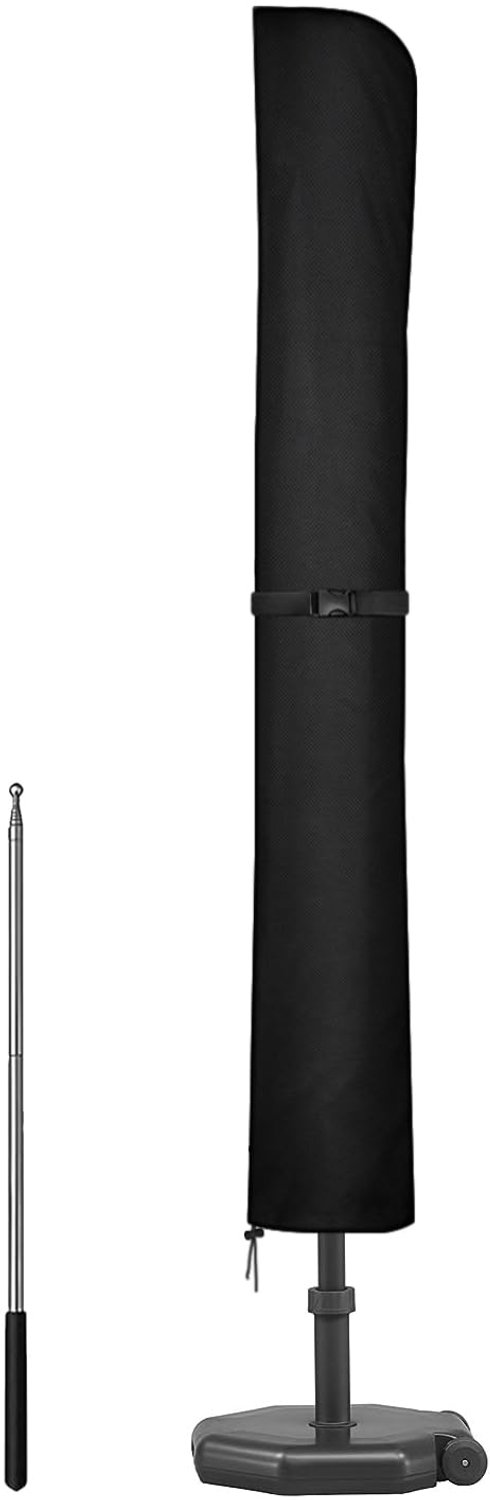 Famanu Beschermhoes voor parasol - Bescherming tegen weersinvloeden - Duurzaam polyester - Grijs 1 stuk