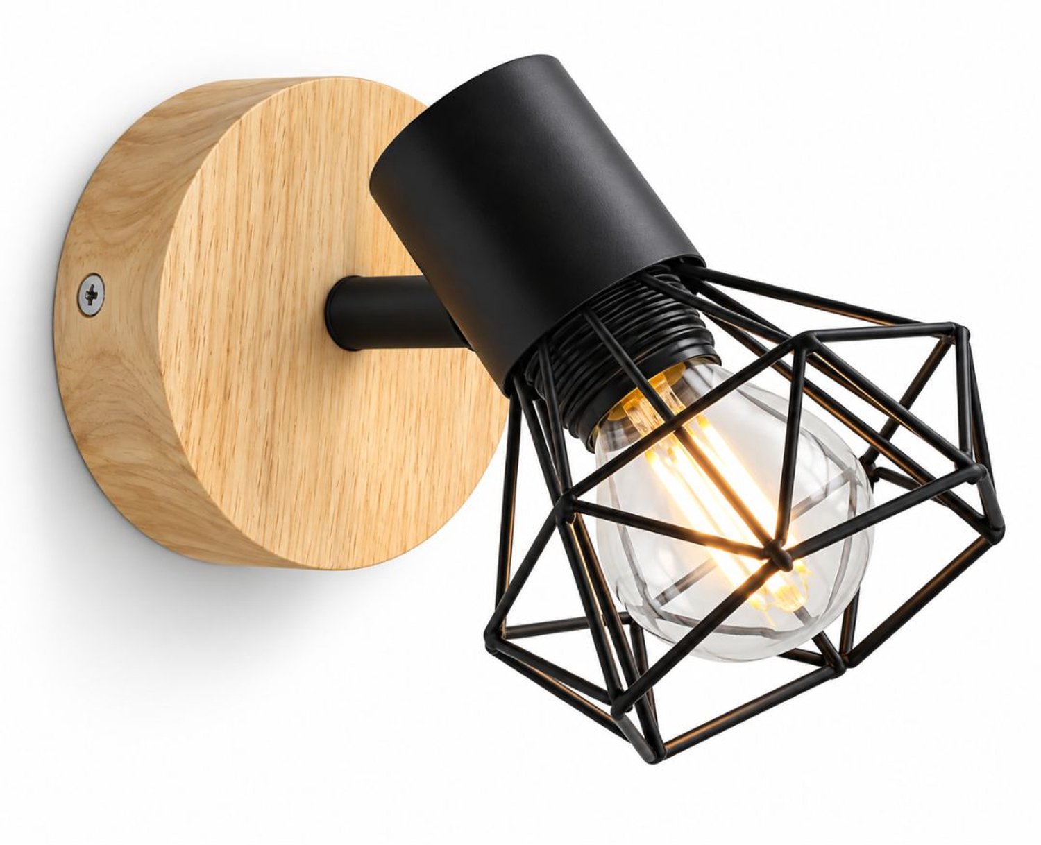 Wandlamp Binnen - Wandlamp met Stekker voor Binnen - Industrieel en Vintage - Slaapkamer Bedlampje - Zwart