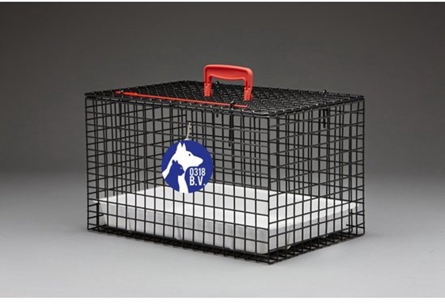 0318 BV professionele Standaard Draagbare Katten Kooi (Zwart) incl. plastic tray.