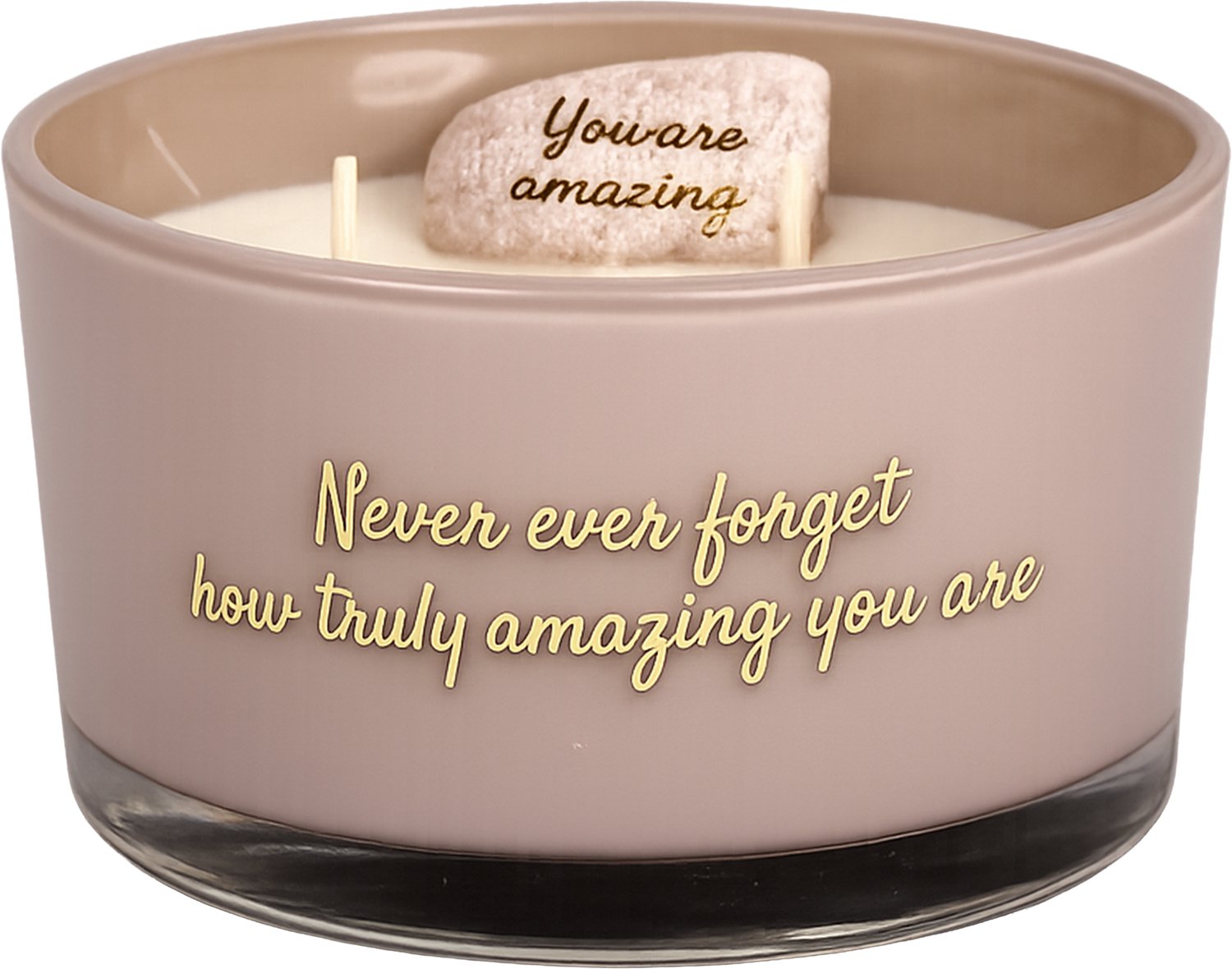 MY FLAME - Sojakaars met natuursteentje - NEVER EVER FORGET HOW TRULY AMAZING YOU ARE - Geur: Fig's Delight - Branduren: 50u - Kleur: Oud Roze
