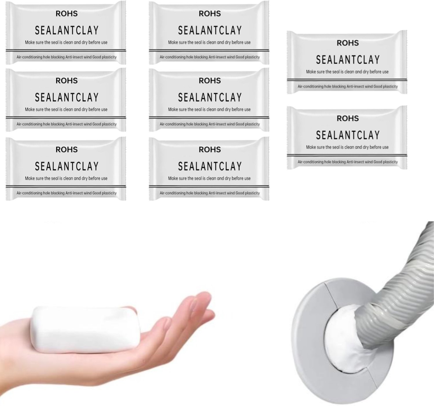 Waterdichte afdichtingskit – waterdichte reparatieklei – voor de snelle reparatie van afvoerbuizen en gaten in muren - 30 g/stuk × 8