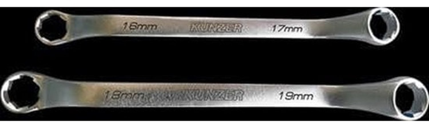 Speciale sleutelset - Dubbele ringsleutel - Voor sleutelwerkzaamheden - Speciaal profiel - 16/17 en 18/19 - Zilver en zwart