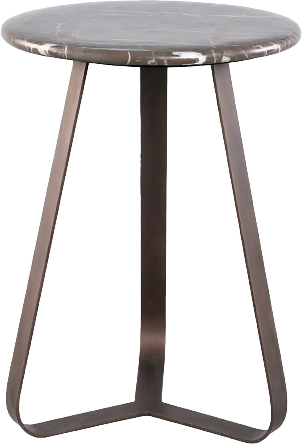 PTMD Kae Marble Side Table Iron Legs Round Bruin