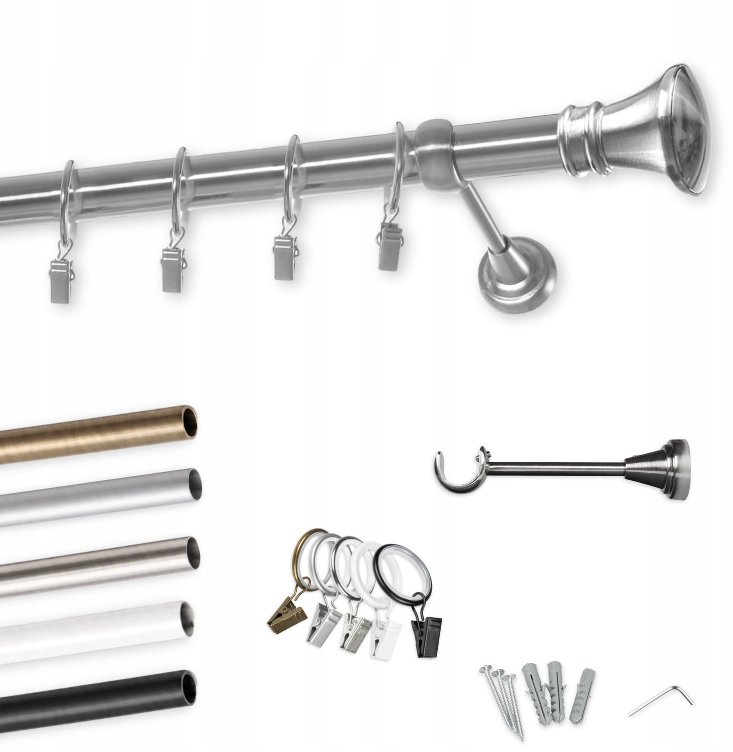 Merkloos Metalen Plafondgordijnroede 150cm - Zwart/Wit, 25mm