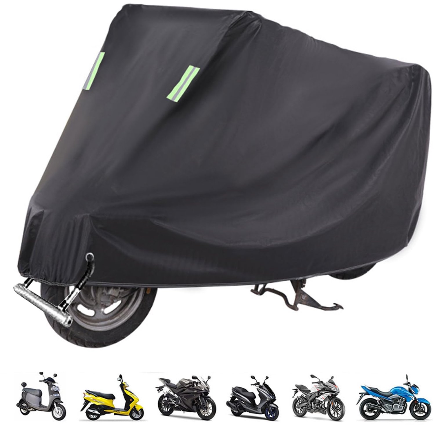 Famanu - Motorhoes - Beschermt tegen regen en UV-straling - Waterdicht en slijtvast - Zwart 1 stuk