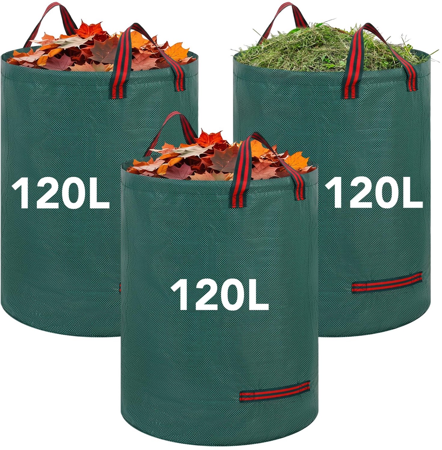 Famanu - Tuinzak 120 liter - Ruimte voor tuinafval en bladeren - Waterdicht en opvouwbaar - Groen 1 stuk