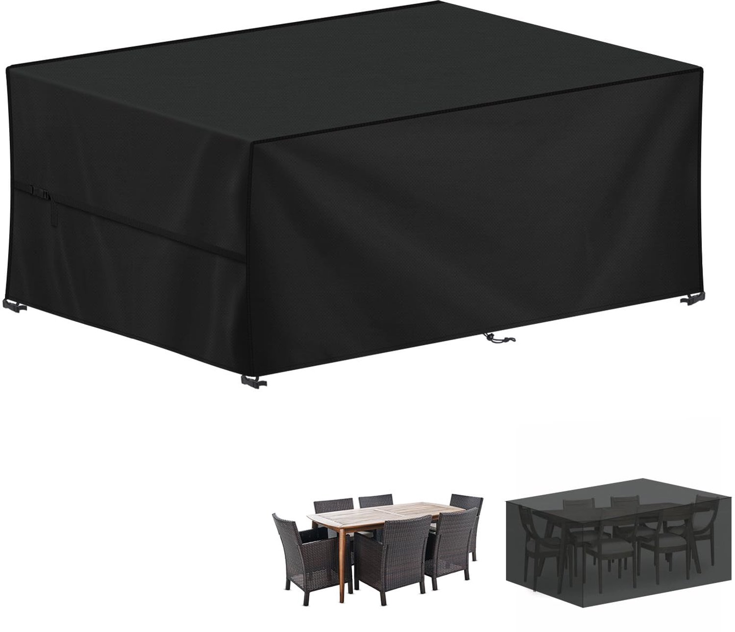 Famanu Tuintafelhoes 220x100x75cm - Bescherming tegen weer en wind - Waterdicht en UV-bestendig - Zwart 1 stuks
