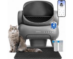 Neakasa M1 Zelfreinigende Kattenbak XXL – Automatische Kattenbak met App – Boven Open – Geurvrij & Hygiënisch – Voor Meerdere Katten – Inclusief Kattenbakmat – Grote Inhoud – Slimme Kattenbak - met App - Grijs