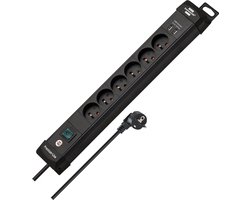 Brennenstuhl Premium-Line Stekkerdoos 6-voudig (verdeeldoos penaarde met 3m kabel en schakelaar, met ophanginrichting, 2-voudige USB 3.1 A, monteerbaar, Made in Germany)