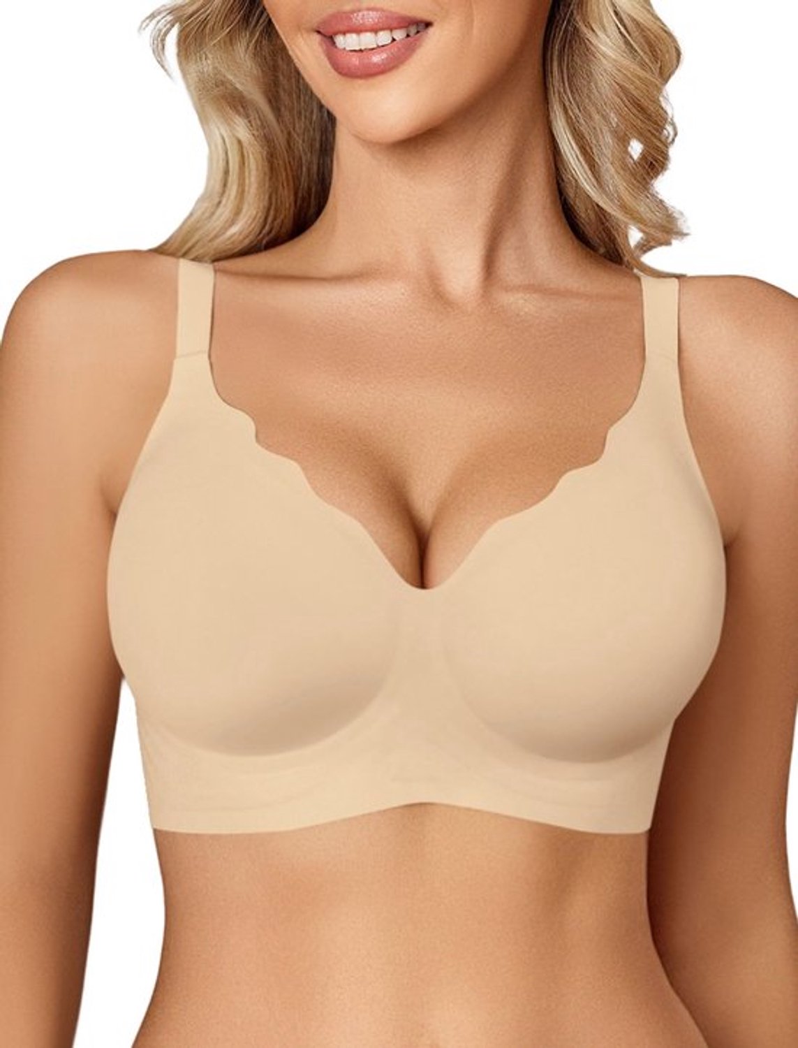 Flintry Draadloze jelly-bh's voor dames - push-up bralette met volledige dekking - bh zonder beugel - comfortabele naadloze T-shirt-bh voor elke dag(XL) naakt-XL