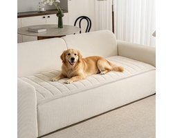 Huisdierbankhoes voor katten en honden – Beige en wit – Antislip en machinewasbaar – 70 cm x 180 cm (27,6 x 70,9 inch)