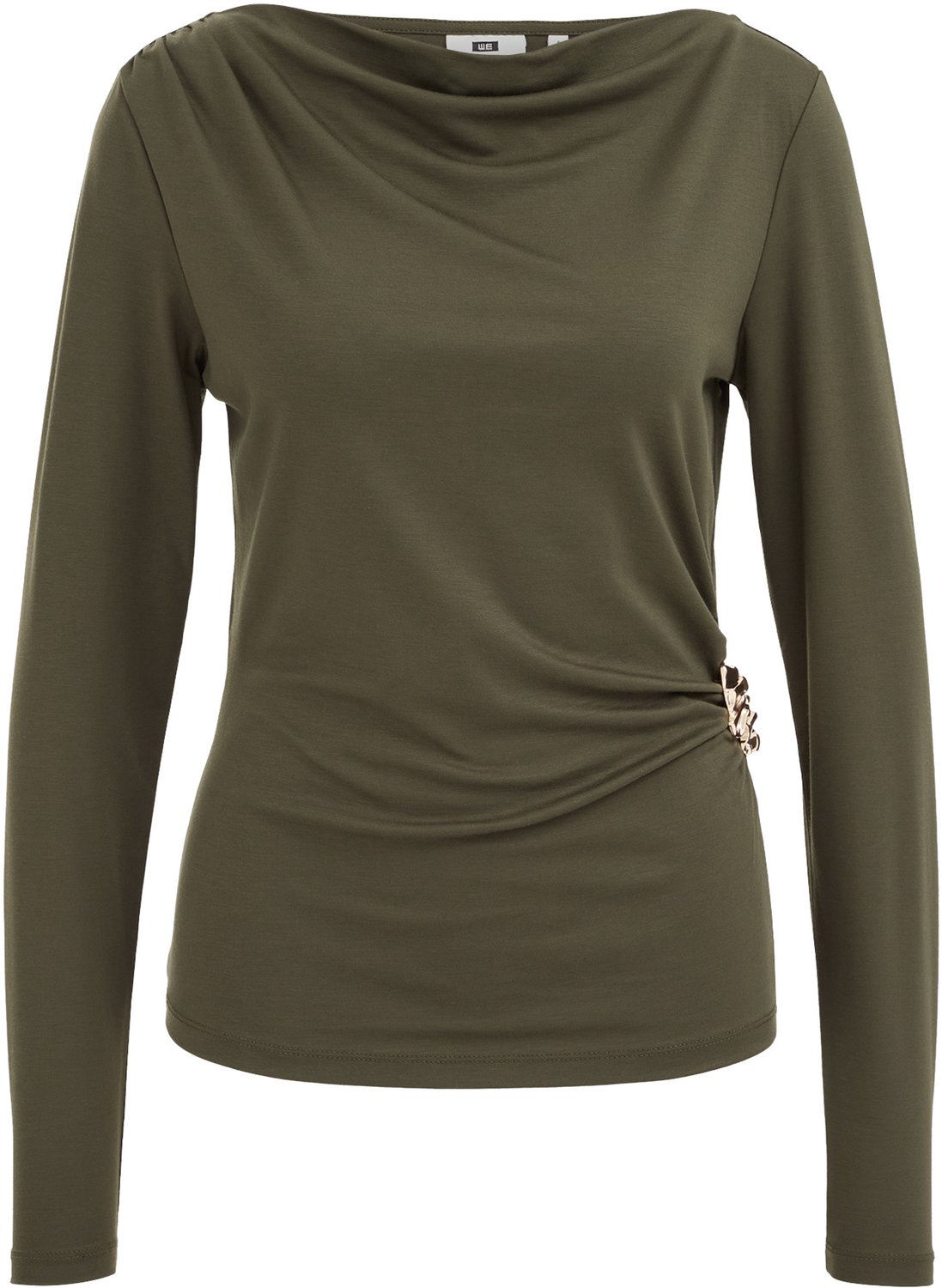 WE Fashion Dames jersey top met plooidetail en goud accent