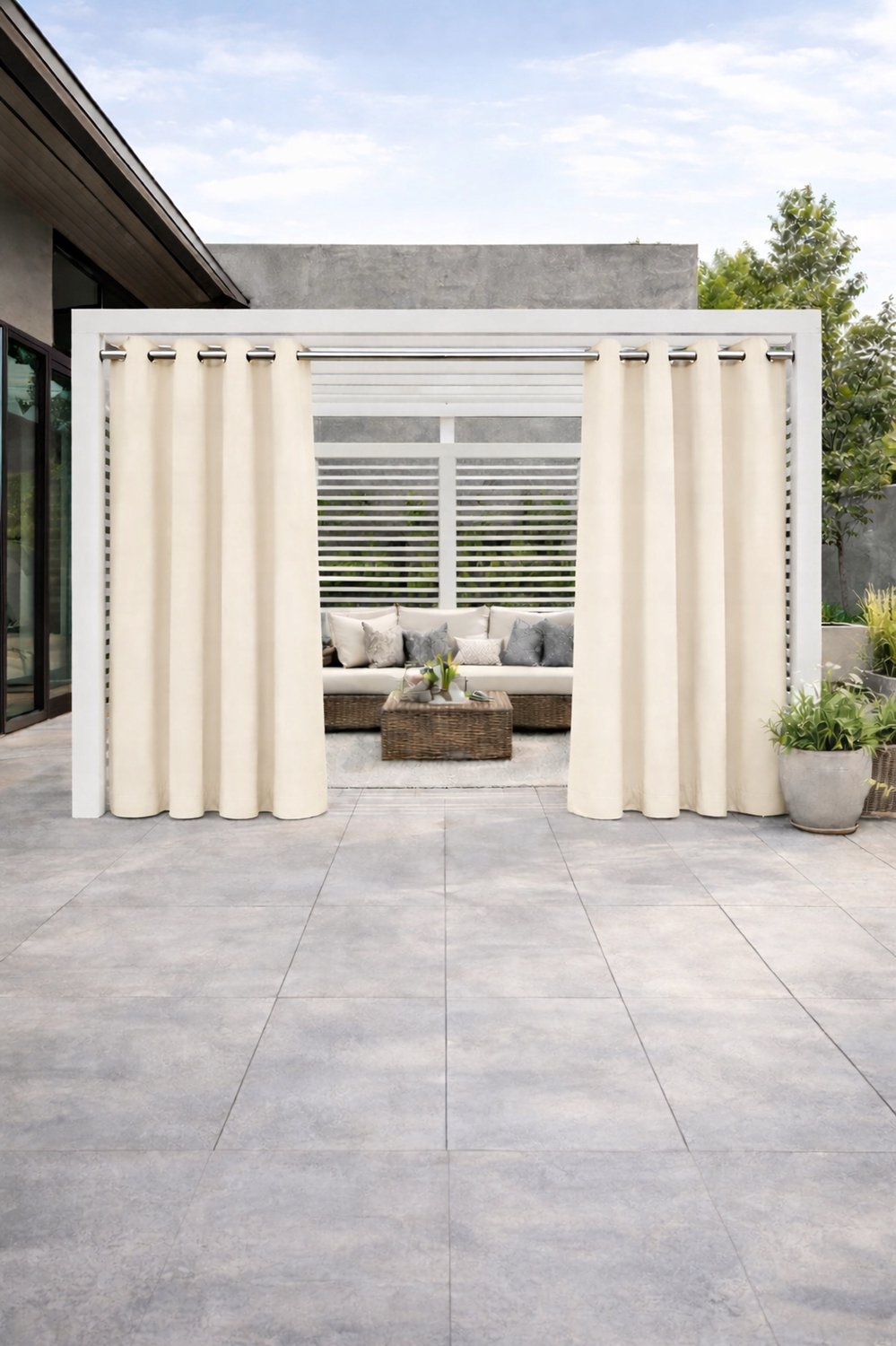 Waterdicht Gordijn voor Buiten 155x180 cm met Ringen - Tuin & Balkon
