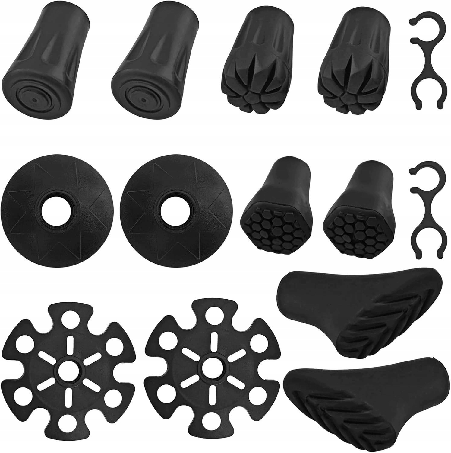 14x Rubber Doppen voor Nordic Walking Stokken - Complete Set