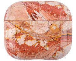Telestore - hoesje geschikt voor AirPods 5 en AirPods 4 hard case cover - marmer patroon oranje / rood - TPU hoesje Beschermhoes - AirPods 5 en 4 Cover - AirPods 5 / 4 hoesje - Geschikt voor Apple AirPods 5 en AirPods 4