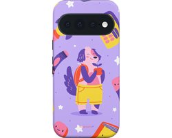 Casetastic hoesje geschikt voor Google Pixel 11 - Dubbellaagse bescherming - Tussen boeken en sterren - Fashion Case - Lavendel Geel