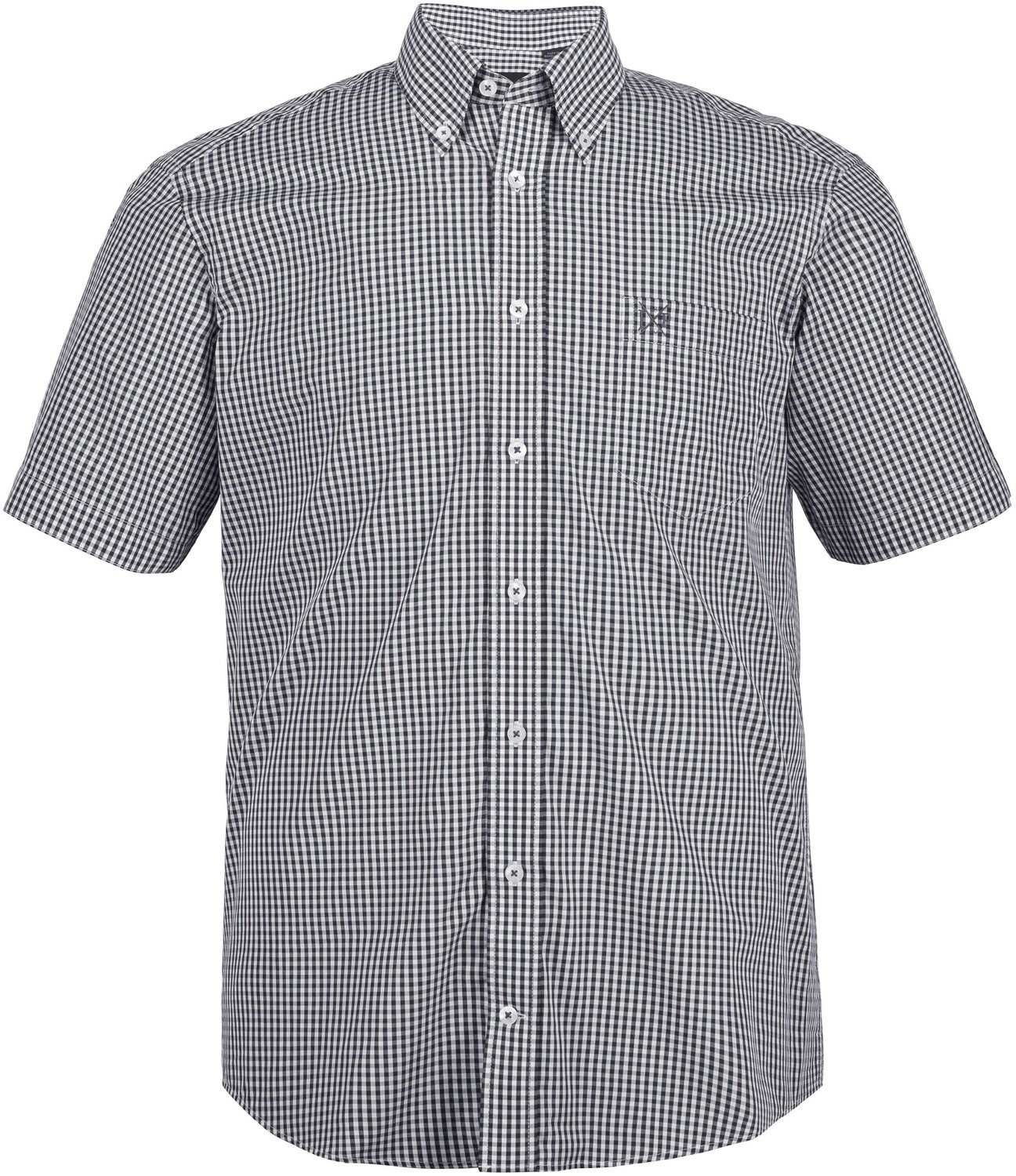 JP 1880 - Heren - overhemd korte mouwen vichy ruitje t/m 8XL comfort fit - Zwart - Maat XXL