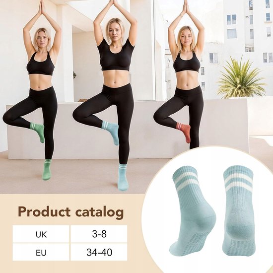8 Paar Dames Antislip Sokken - Yoga & Pilates - Maat 35-40 — afbeelding 2