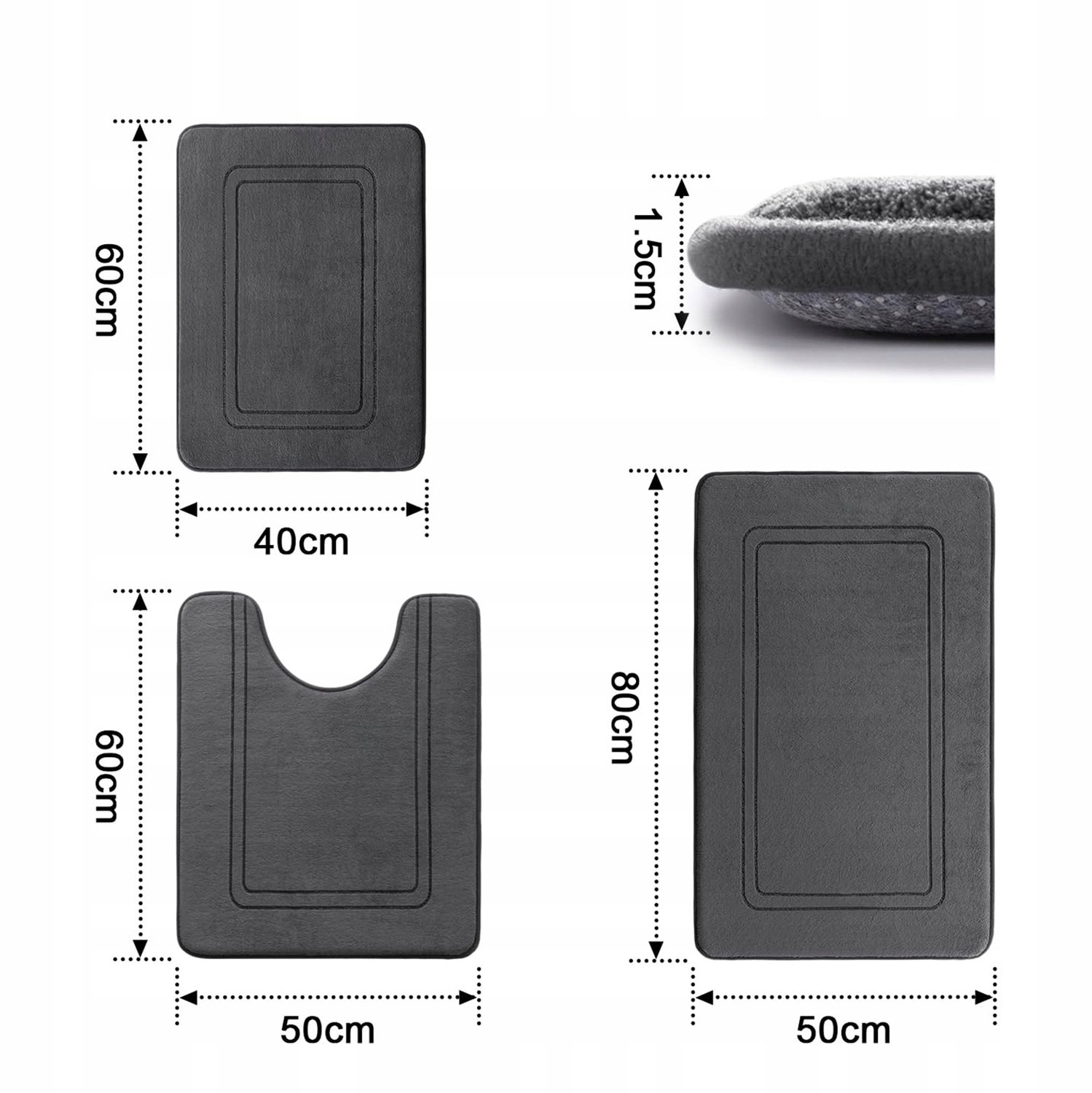 3-delige Antislip Badkamermatten Set - Zacht & Absorberend
