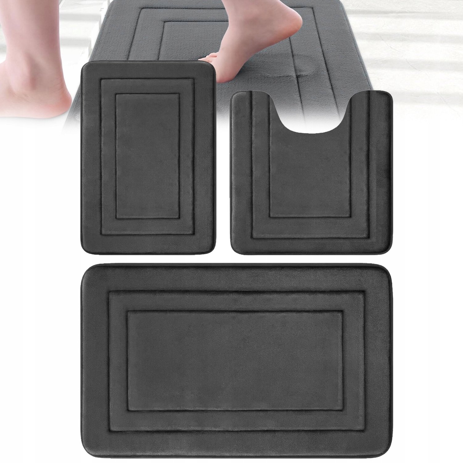 3-delige Antislip Badkamermat Set - Zacht & Absorberend