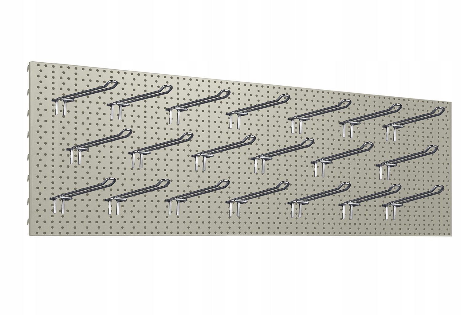 Werkplaatsbord 133x40cm Crème met 20x Dubbele Hanger 20cm FI4