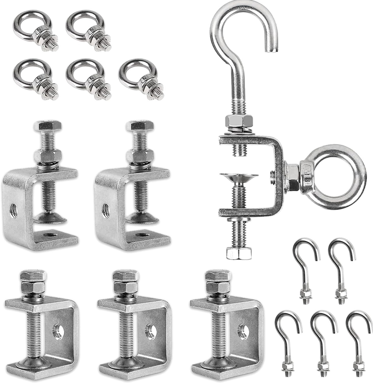 Set van 6 C-klemmen 0-25mm RVS voor Lassen en Houtbewerking