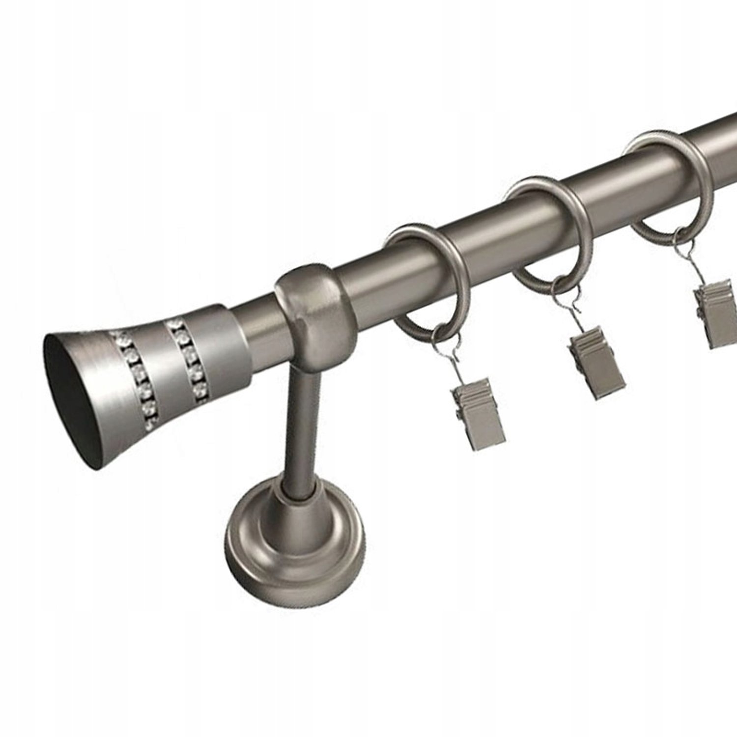 Merkloos Gordijnroede Set 120 cm, 19 mm, Zilverkleurig, Inclusief Stille Ringklemmen