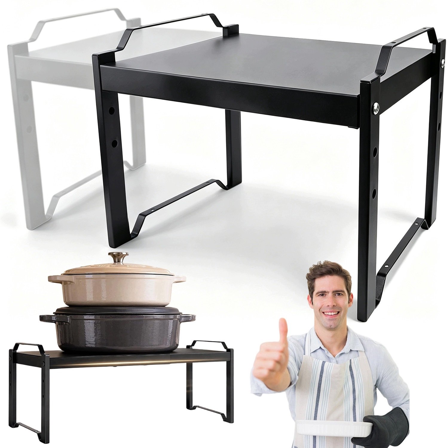 Verstelbare Magnetron Plank - Keuken Organizer - Zwart Metaal