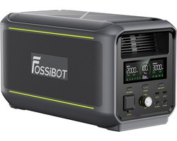 FOSSiBOT F3000 draagbaar krachtstation, 3000 W uitgangsvermogen, 2048 Wh LiFePO₄-accu, 6000 W piekvermogen, 2000 W snelladen, 1200 W zonne-energie-input, <10 ms UPS, 4000+ laadcycli, bediening via app