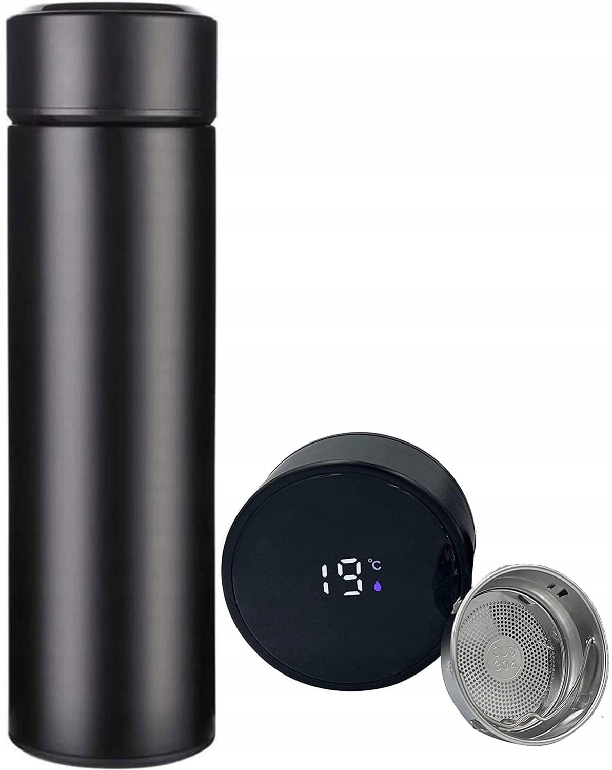 Thermosbeker met LCD Temperatuurdisplay - 500ml - Zwart