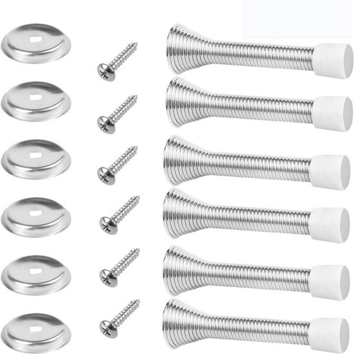 Metalen deurstopper 6-pack | wandmontage | rubberen bumper voor muren en deuren | duurzaam
