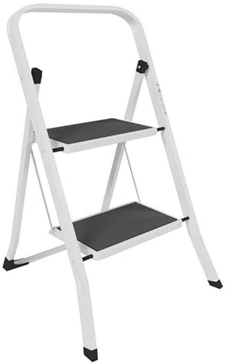 Opvouwbare stalen ladder - 2 treden - Draagbaar met antislip