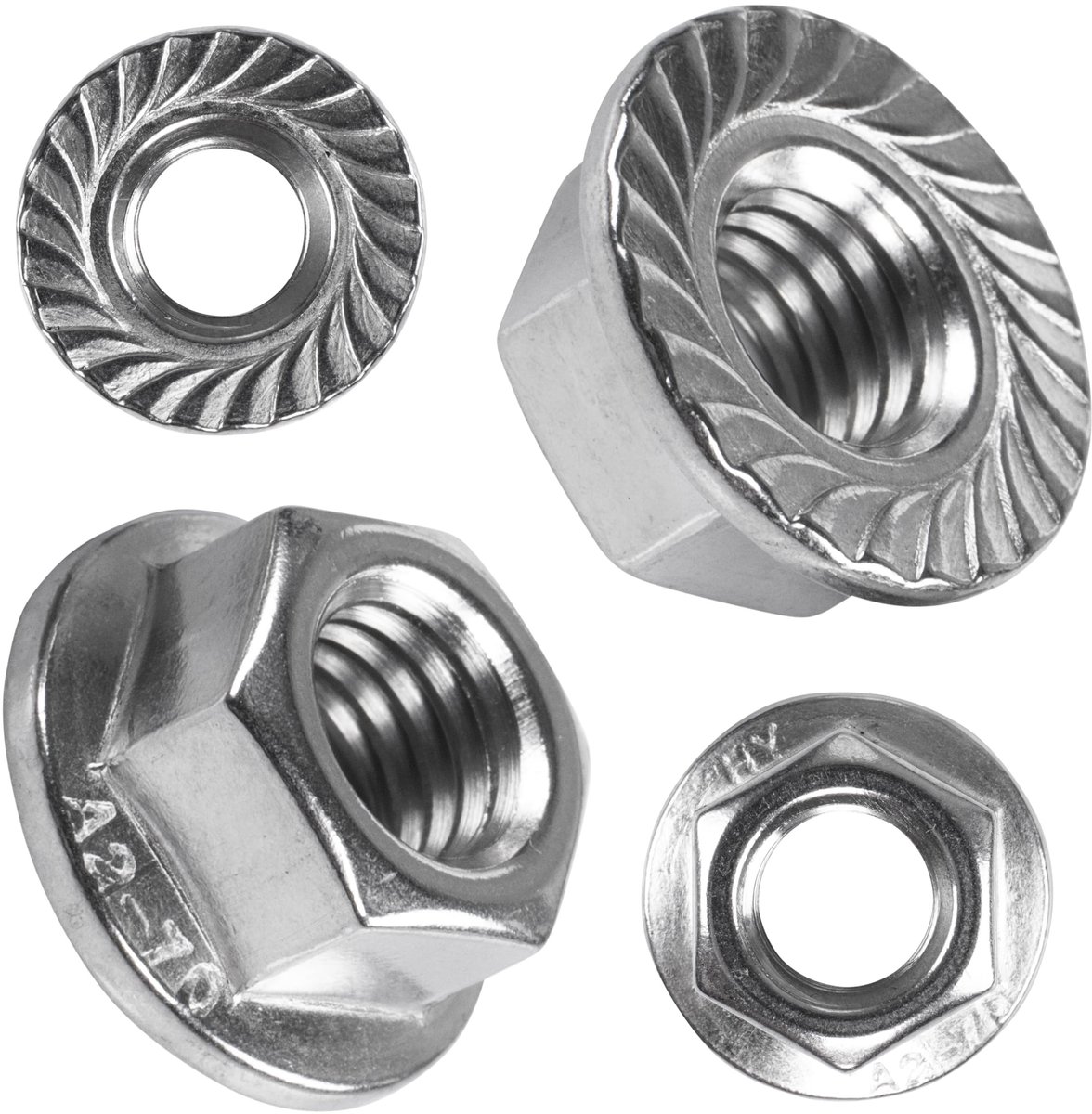 Set van 25 RVS Flensmoeren M5 DIN 6923