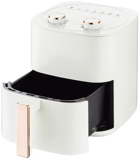 Compacte airfryer van 6 liter met 7 menu opties instelbare timer en temperatuurregeling roestvrijstalen frituurmand met antiaanbaklaag wit — afbeelding 4