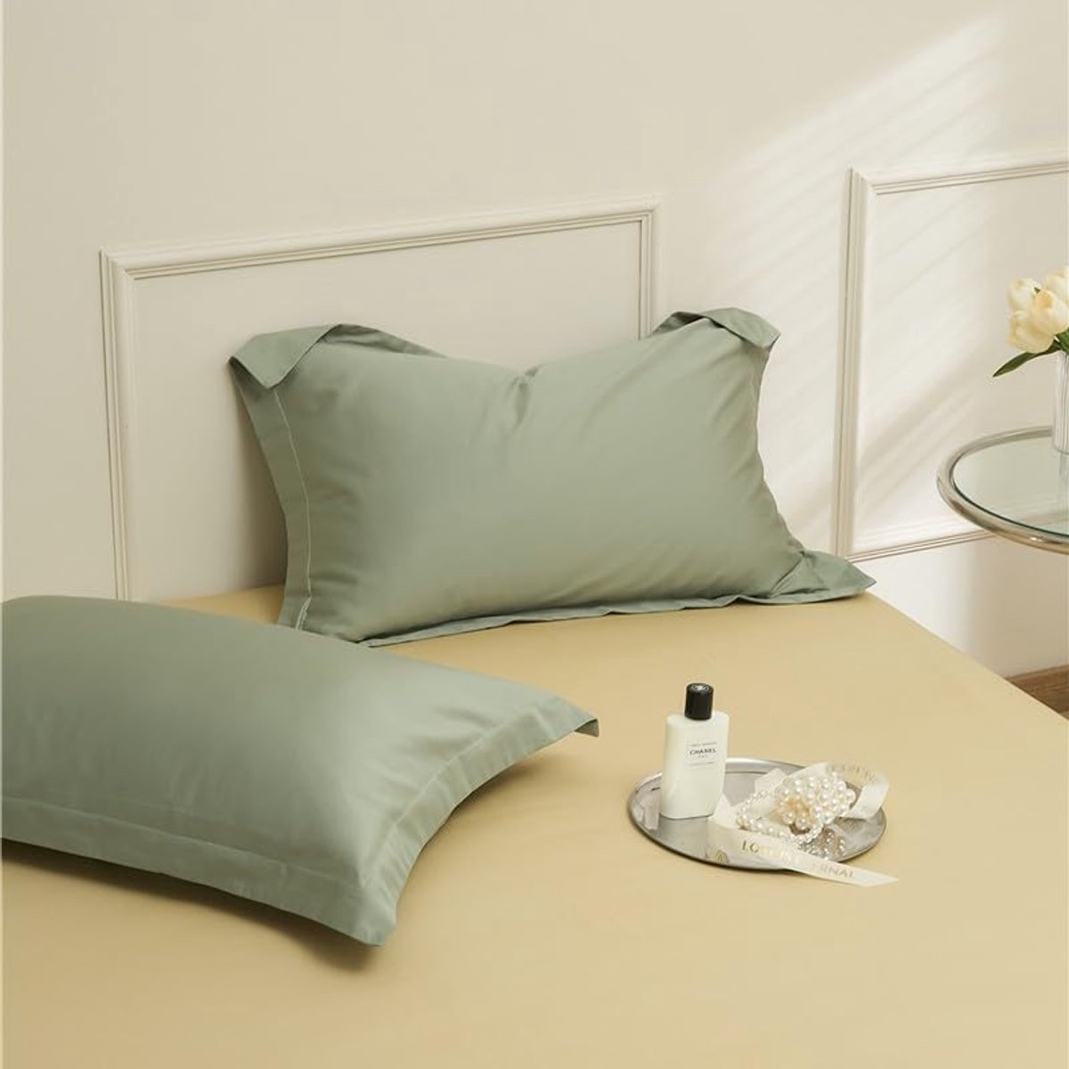 1 Stks 100 Lange Staple Katoen Kussenslopen Klassiek en Tijdloos, Pure Kleur Eenvoudige Kussensloop, met Elk Bed is Briljant 18,9x29,1 "(Groen A