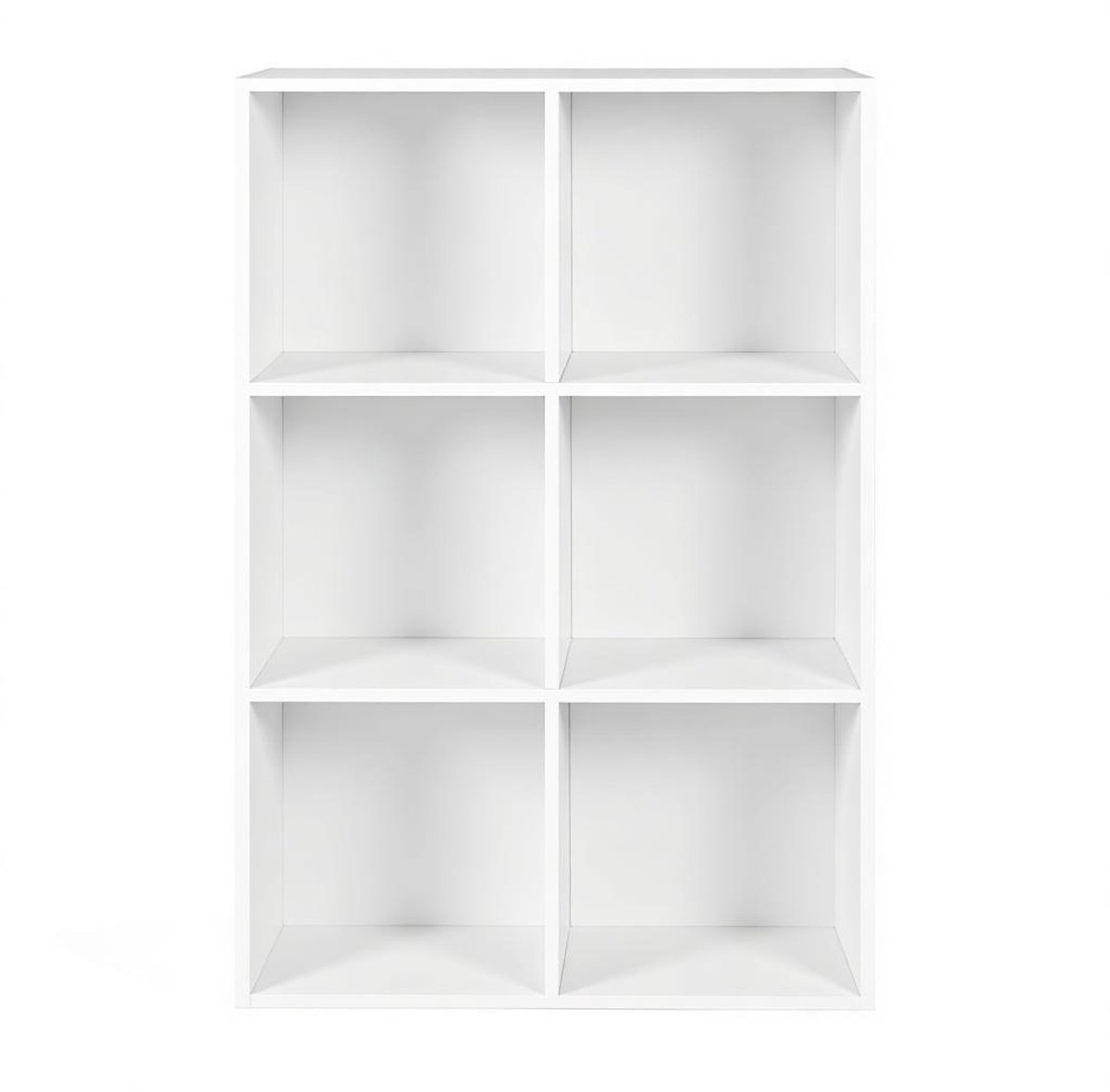 Witte Kubus Boekenkast Met Zes Vakken - Open Opbergrek Voor Boeken En Decoratie - Voor Woonkamer, Werkkamer Of Slaapkamer - Plaatmateriaal
