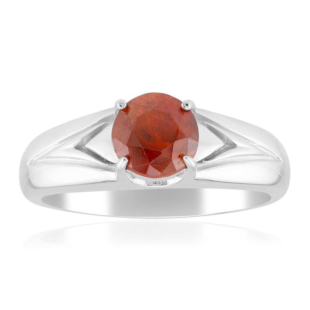 Cavill - Zilveren ring - 925 Sterling Zilver - Ronde Spaanse Sfaleriet 0,98 ct - Prong Zetting - Elegante Damesring - 6 mm Edelsteen
